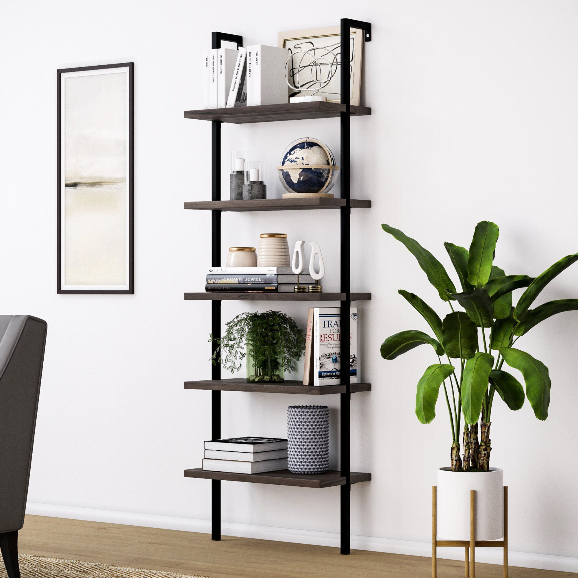 Homfa Bookcase Storage Shelf 3 Tier Wood Bookshelf Display Stand 6 Cubes Unit for Home Office Cabinet Dark Oak 