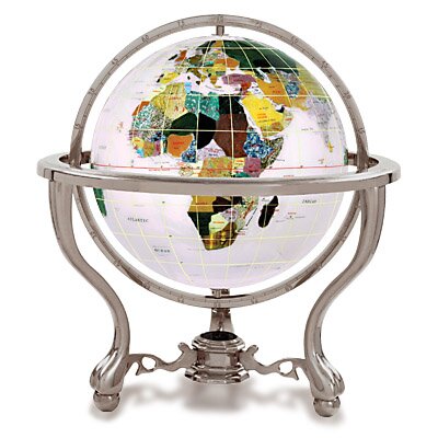 Gemstone Globe with Opalite Ocean and Commander 3-Leg Table Stand by Astoria Grand