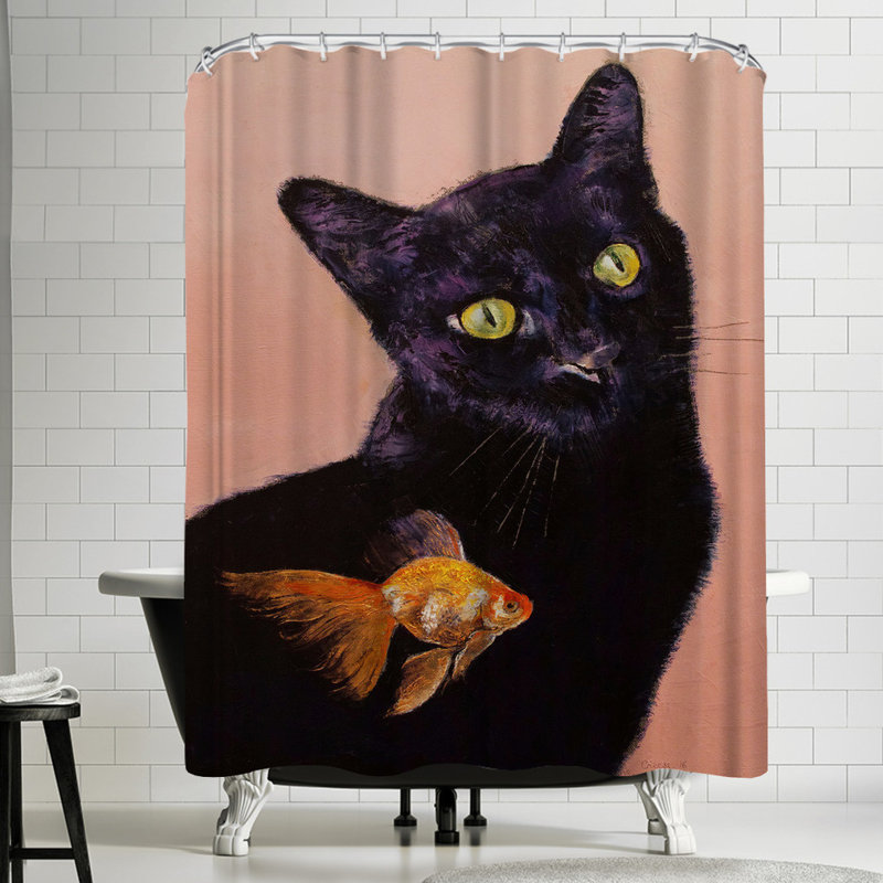 East Urban Home Michael Creese Black Cat And Goldfish Single