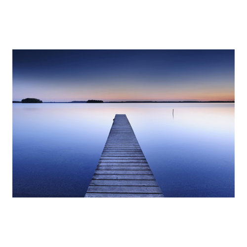 River Jetty at Sunset 2.55m x 3.84m Textured Matte Peel & Stick Wall Mural East Urban Home