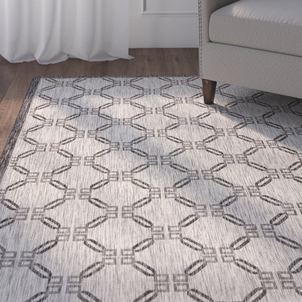 Cochrane Ivory/Charcoal Indoor/Outdoor Area Rug by Charlton Home