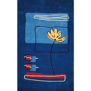 Beach Rug Dark Blue Flower Area Rug