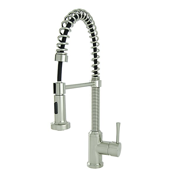 Spring Coil Flat Spray Head Pull Down Single Handle Kitchen Faucet by Fontaine by Italia