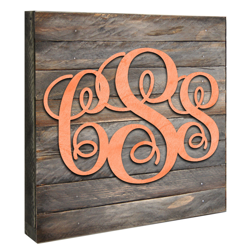 Millwood Pines 3-Letter Script Monogram on Wooden Block ...
