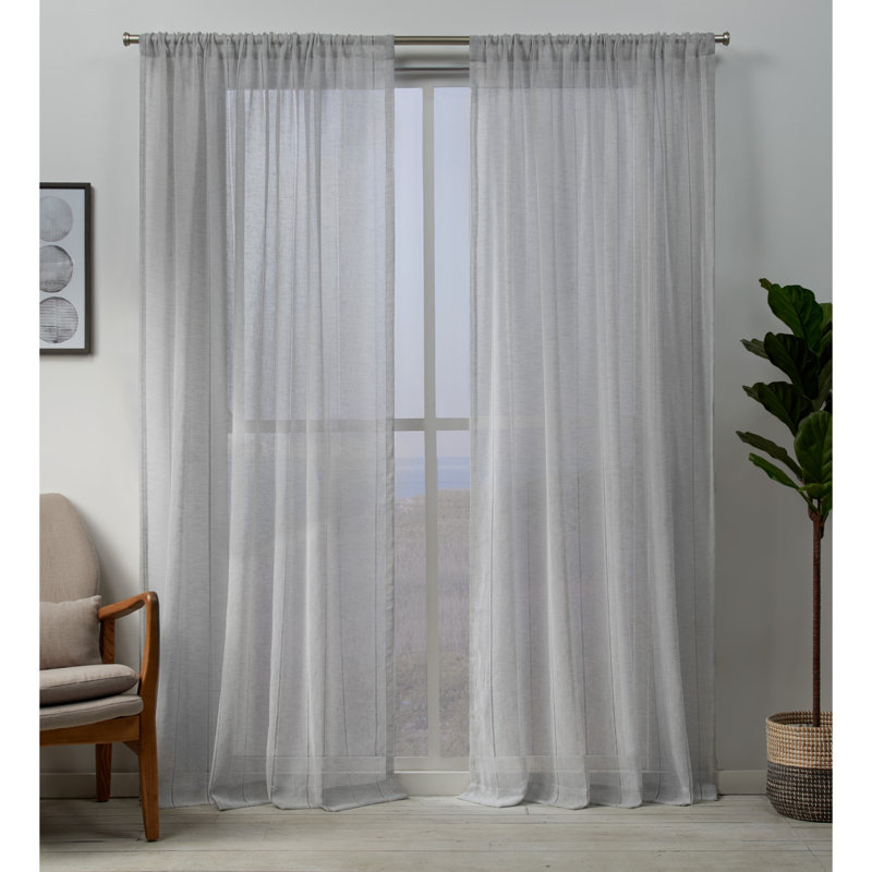Mckenna Embellished Solid Sheer Rod Pocket 2 Curtains