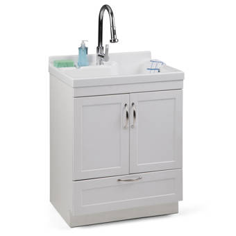 Transolid 23 6 L X 19 7 W Free Standing Laundry Sink With Faucet Reviews Wayfair