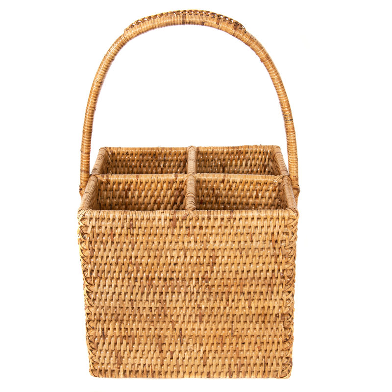 Rattan 4 Section Cutlery Holder