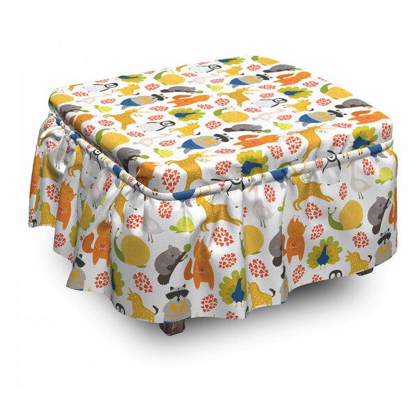 Cartoon Exotic Animals Ottoman Slipcover (Set Of 2) By East Urban Home