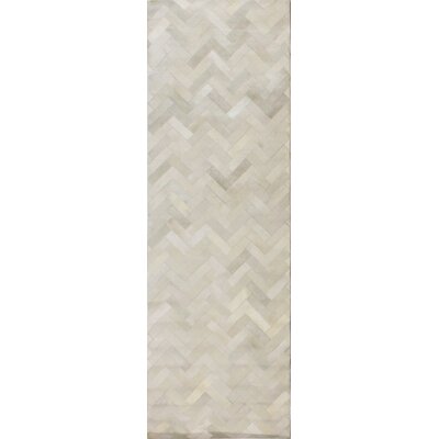 Foraker Cow Hide Handwoven Flatweave Cream Area Rug Trent Austin