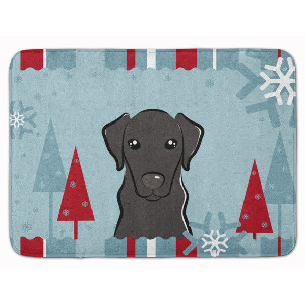 Winter Holiday Labrador Rectangle Microfiber Non-Slip Bath Rug