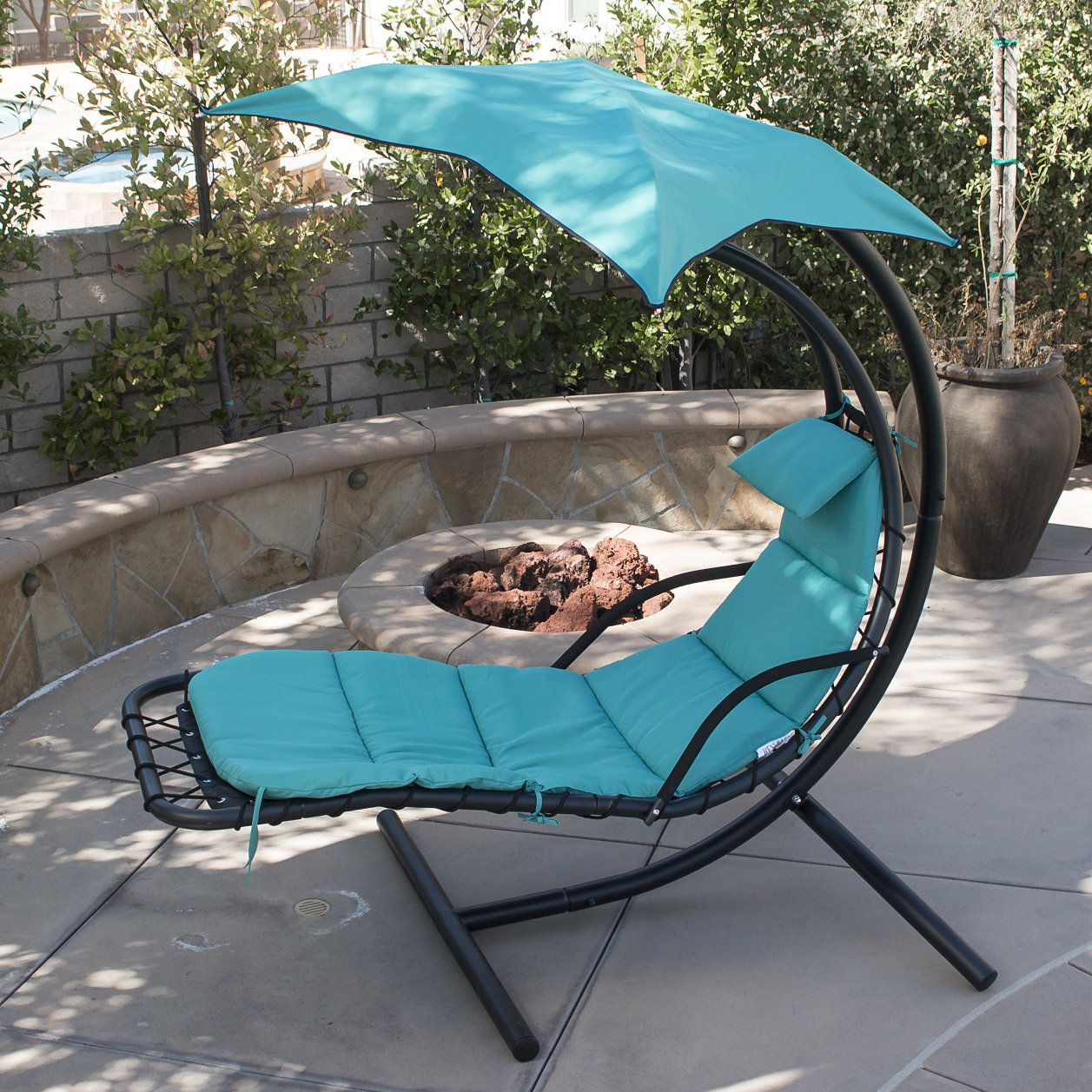 Belleze Polyester Hanging Chaise Lounger With Stand Reviews Polyester Hanging Chaise Lounger
