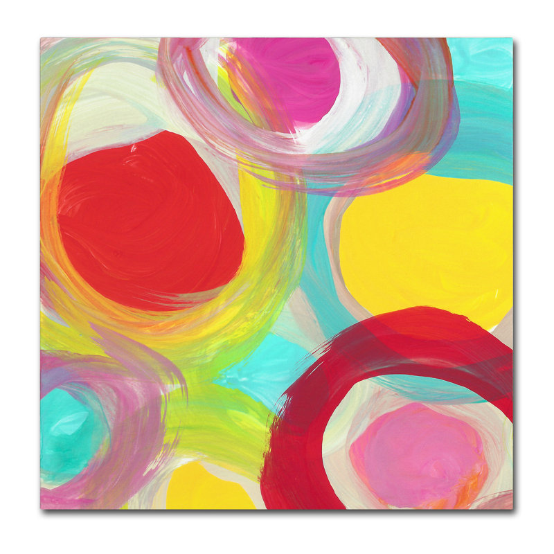 Trademark Art Colorful Sun Circles Square 1 Print On Wrapped