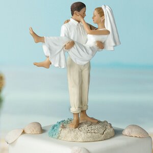 Caucasian Beach Wedding Cake Topper