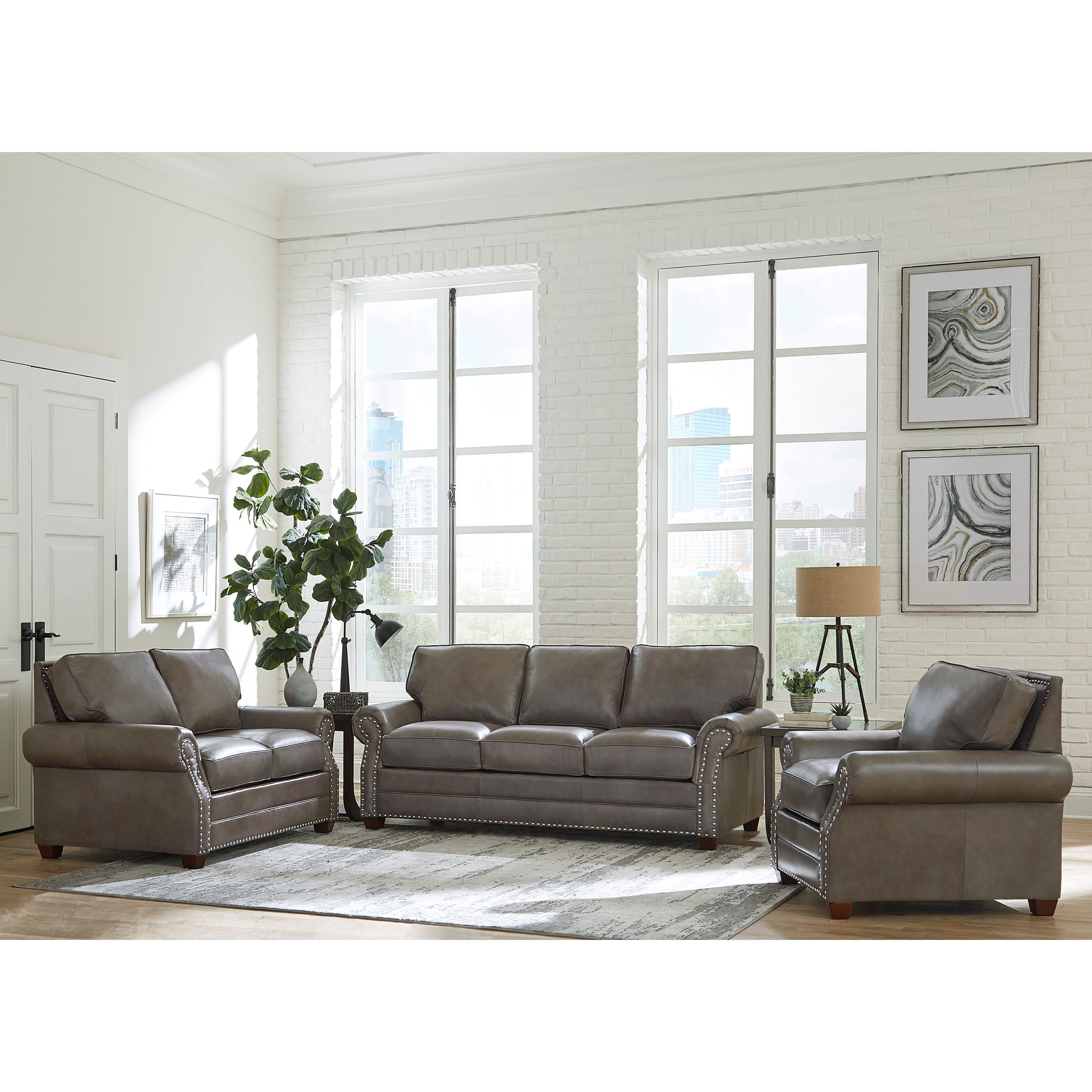 Canora Grey Pedigo 3 Piece Leather Living Room Set Wayfair