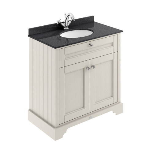 Park Lane Worcester Timeless Sand Floor Standing Vanity Unit & 1 Tap Hole Basin Black Marble 800mm