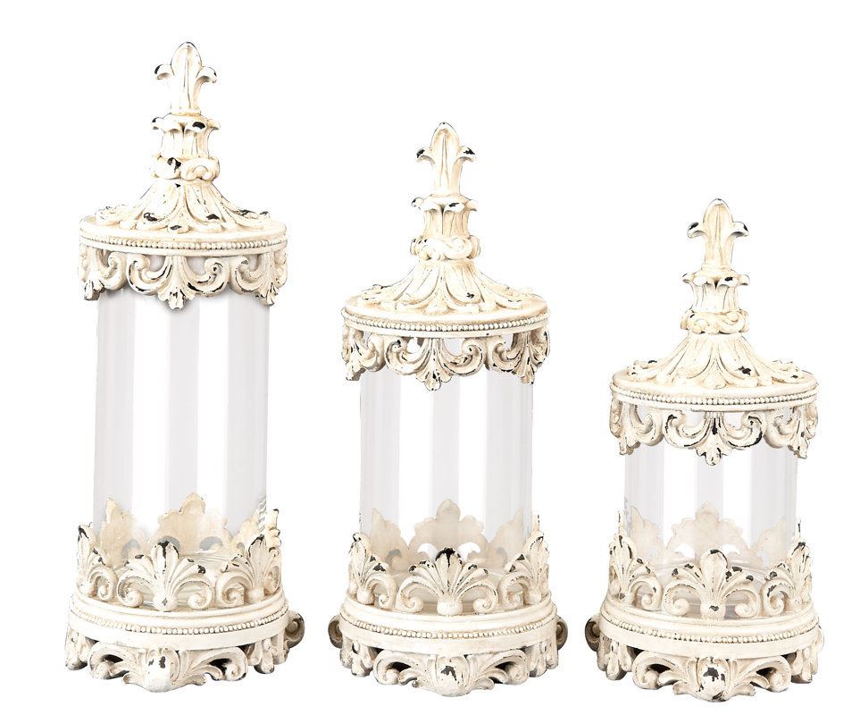 ABCHomeCollection Fleur de Lis Glass 3 Piece Kitchen ...
