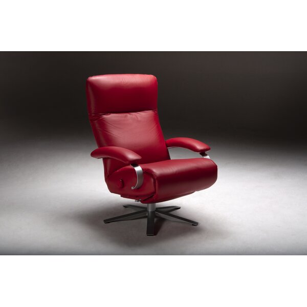 Carrie Leather Manual Swivel Recliner By Lafer