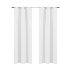 Blended Solid Semi-Sheer Grommet Curtain panels (S...
