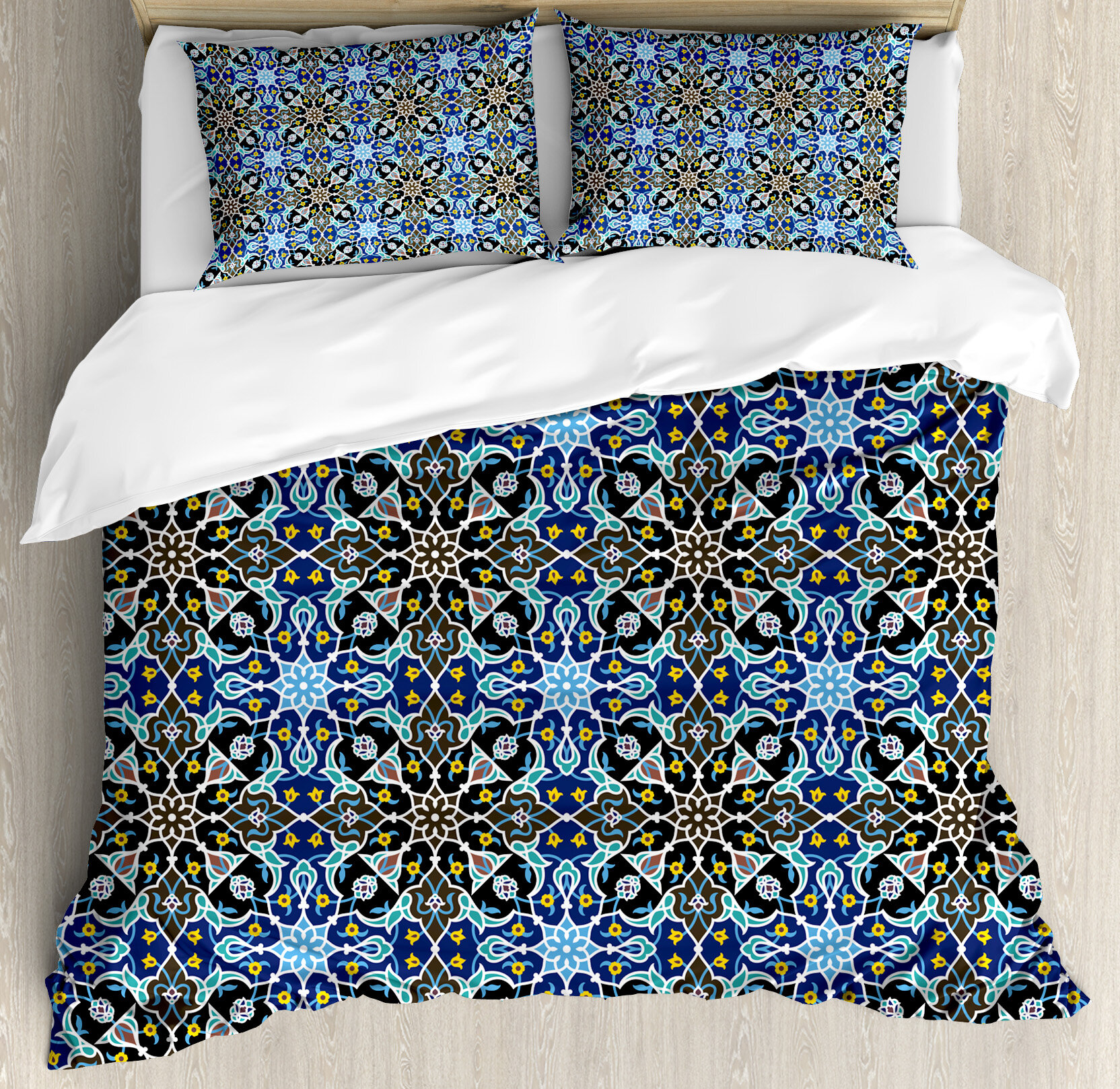 Ambesonne Moroccan Bohemian Eastern Arabic Pattern Duvet Cover Set