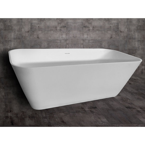 Rectangular Solid Surface Smooth Resin 67 x 31.25 Freestanding Soaking Bathtub by Alfi Brand