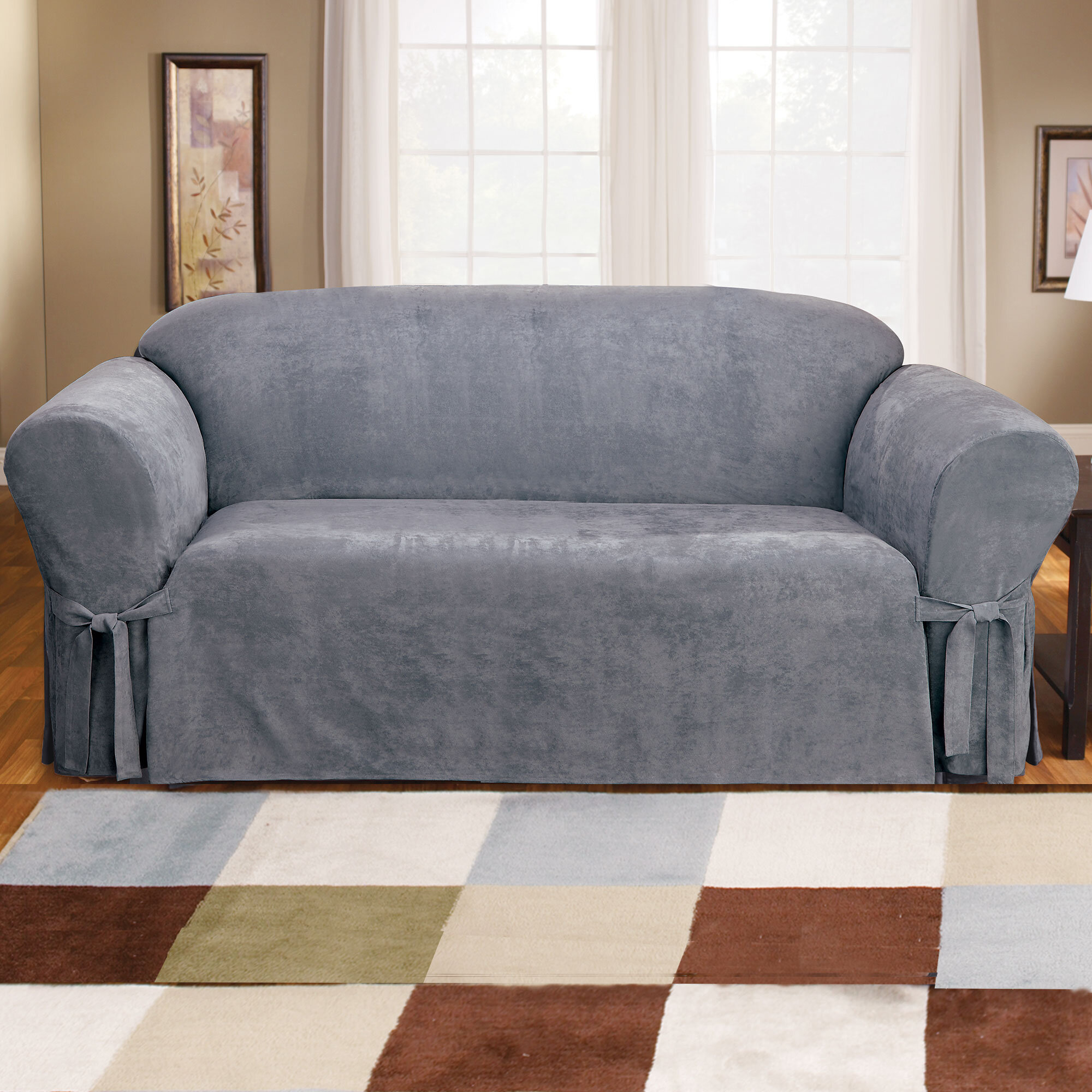 Sure Fit Soft Suede Furniture Box Cushion Sofa Slipcover Reviews Wayfair