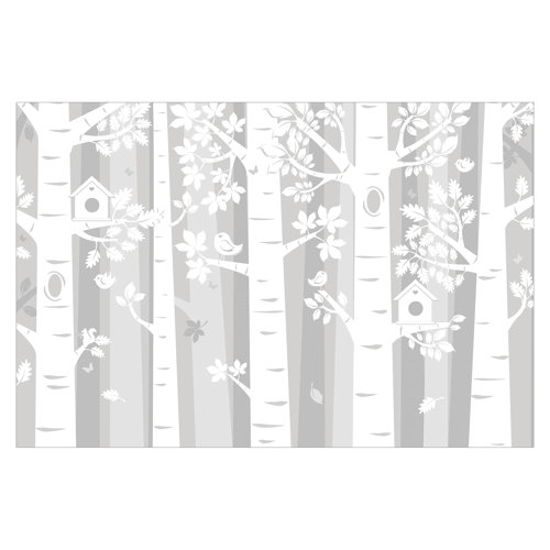 Trees in Forest Grey 2.25m x 3.36m Textured Matte Peel & Stick Wall Mural East Urban Home