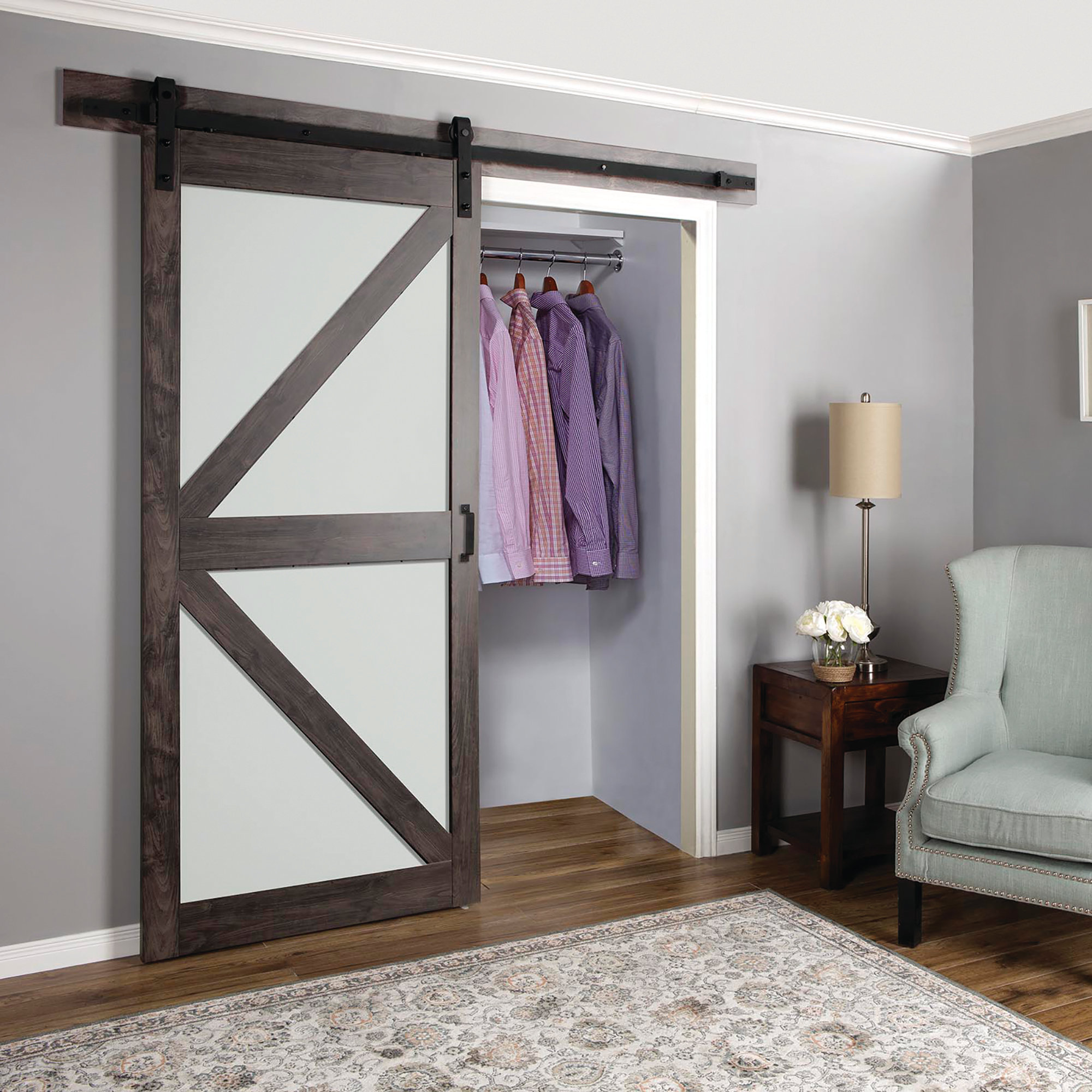 Renin Continental Glass Barn Door With Installation Hardware Kit Reviews Wayfair