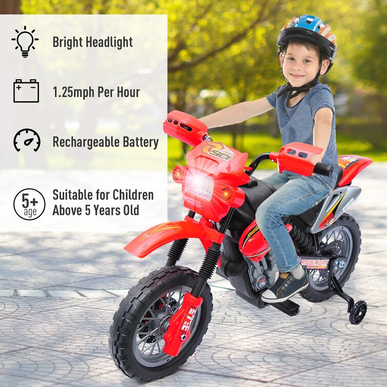 Ride On Motorcycle Bike Kid Toy Motorized Electric Motorbike Training Wheels Red