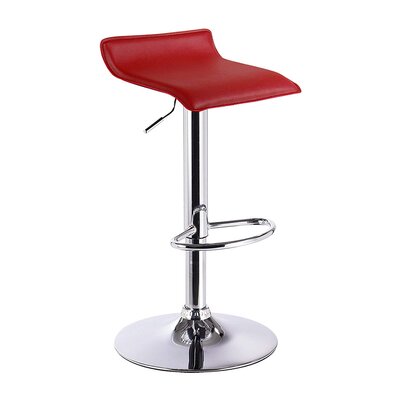 Set Of 2 Leather Adjustable Bar Stools Counter Height Swivel Stool White Wrought Studio™ Color: Red