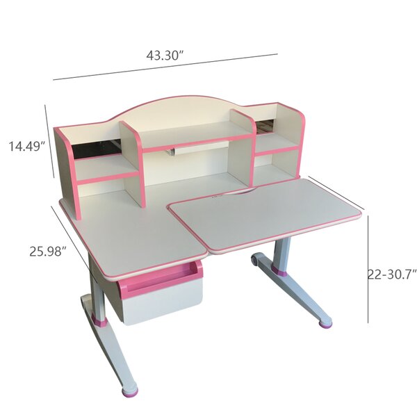 Symple Stuff Araceli Adjustable Kids Study Desk with Book Shelf | Wayfair