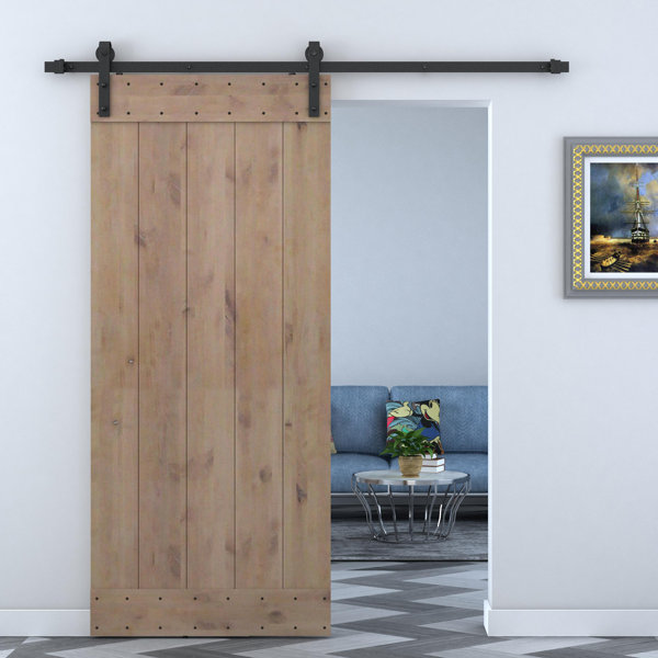 Solid Wood Panelled Alder Interior Barn Door by Calhome
