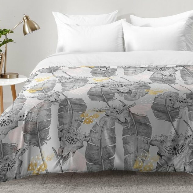 East Urban Home Boho Skull And Feathers Pattern Comforter Set