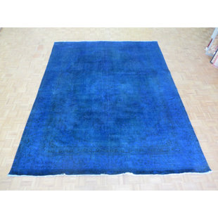 Royal Blue Rug Wayfair One Of A Kind Beason Over Dyed Royal Persian Hand Knotted Wool Blue Area Rug