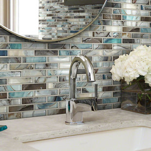 Brick Tile You Ll Love Wayfair Neptune 1 X 4 Gl Mosaic Tile In Glossy Silver Brown