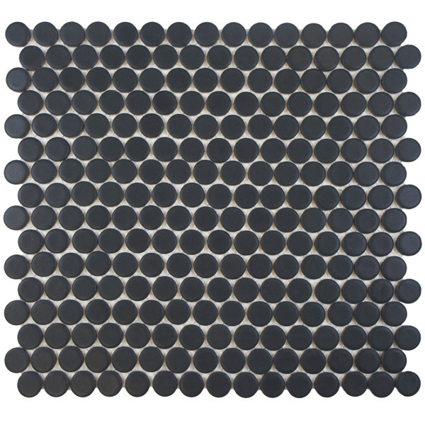 Penny 0.8 x 0.8 Porcelain Mosaic Tile in Matte Black by EliteTile