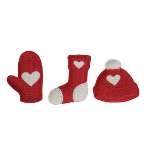 3 Piece Dolomite Knit Heart Plate Set