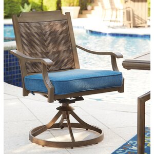 Goufes Swivel Patio Dining Chair with Cushion (Set of 2)