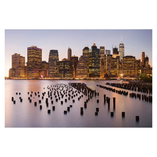 View of Manhattan Skyline 2.25m x 3.36m Textured Matt Peel & Stick Wall Mural East Urban Home