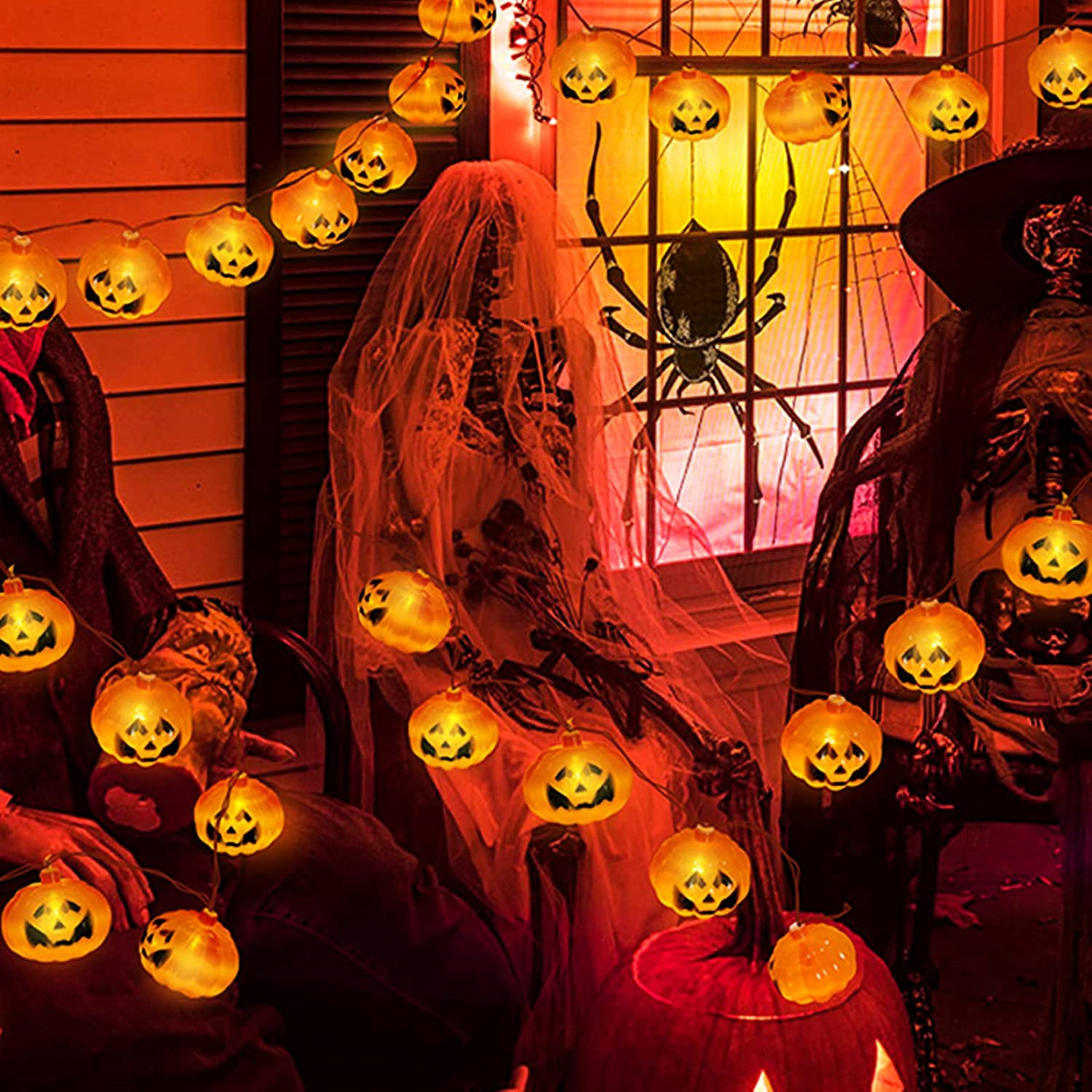 Orange Halloween Lights Led 2022 The Holiday Aisle 19 7 Ft Halloween String Lights 36 Led Orange Pumpkin Lights Halloween Lights Battery Operated Decorations Party Indoor Outdoor Room Tree Decor Wayfair