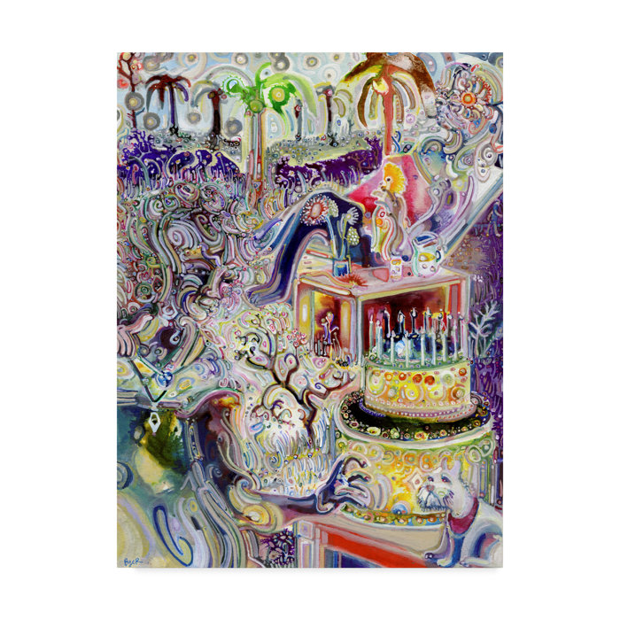 Trademark Art A Terrier Guards The Cake Acrylic Painting Print