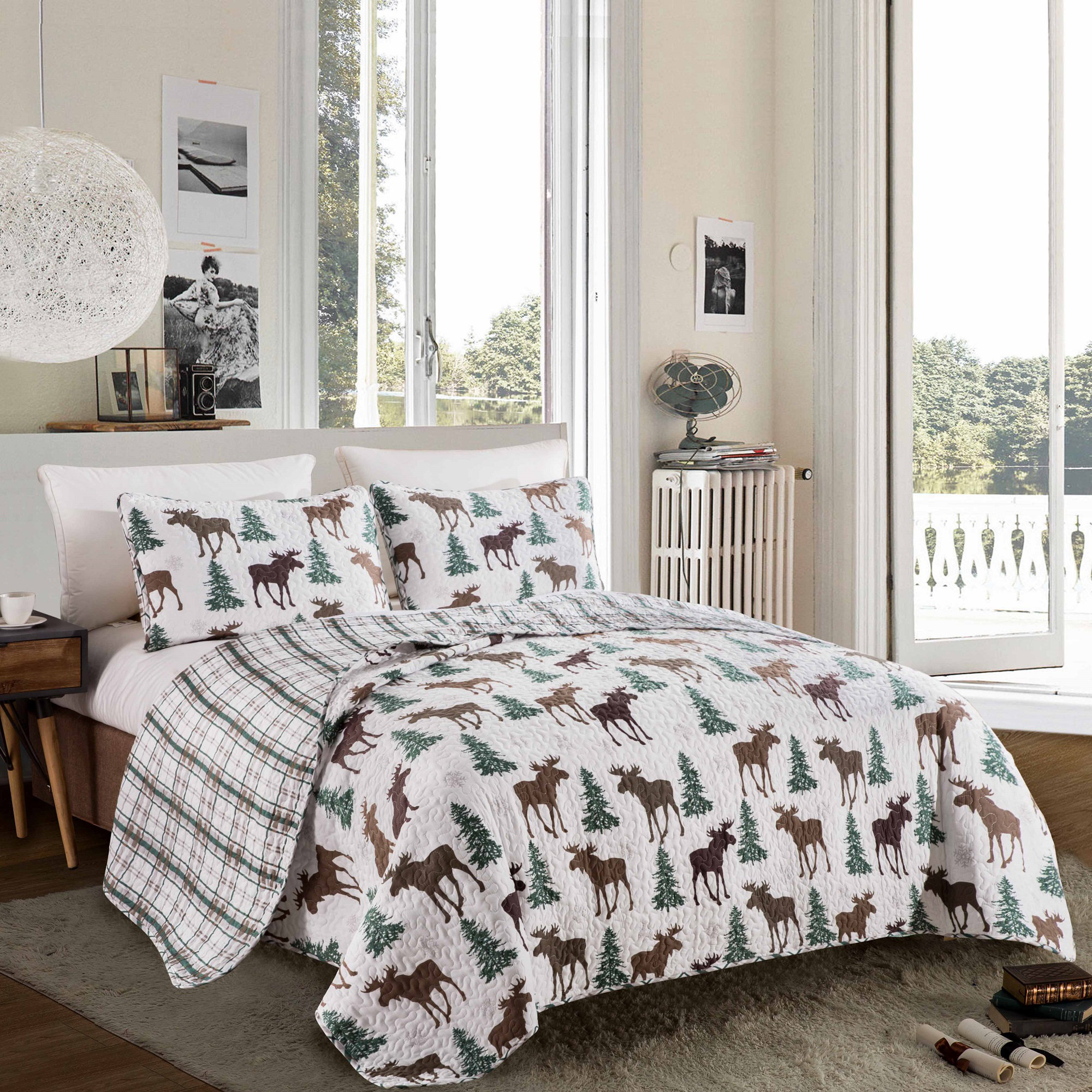 Loon Peak Stephan Moose Print Reversible Quilt Set Reviews Wayfair