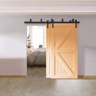 Bypass Sliding Double Door Barn Door Hardware Kit Bronco Hardware Track Length 156 in