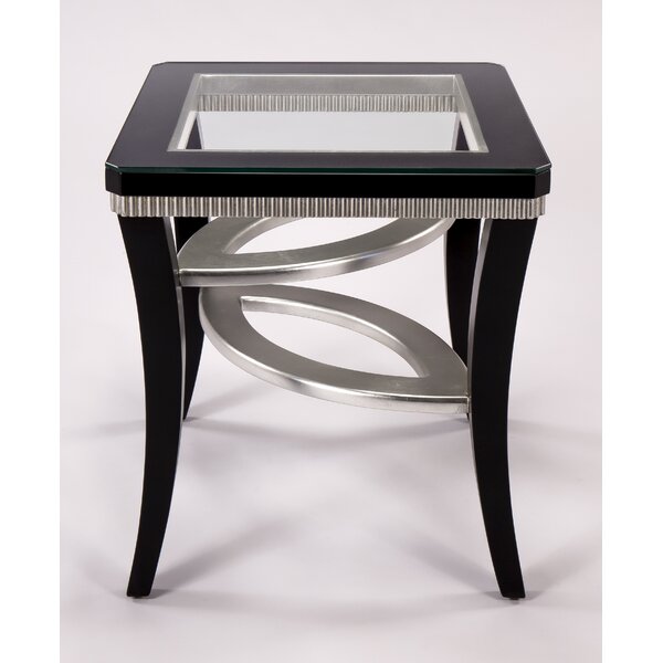 Glass Top 4 Legs End Table By Artmax