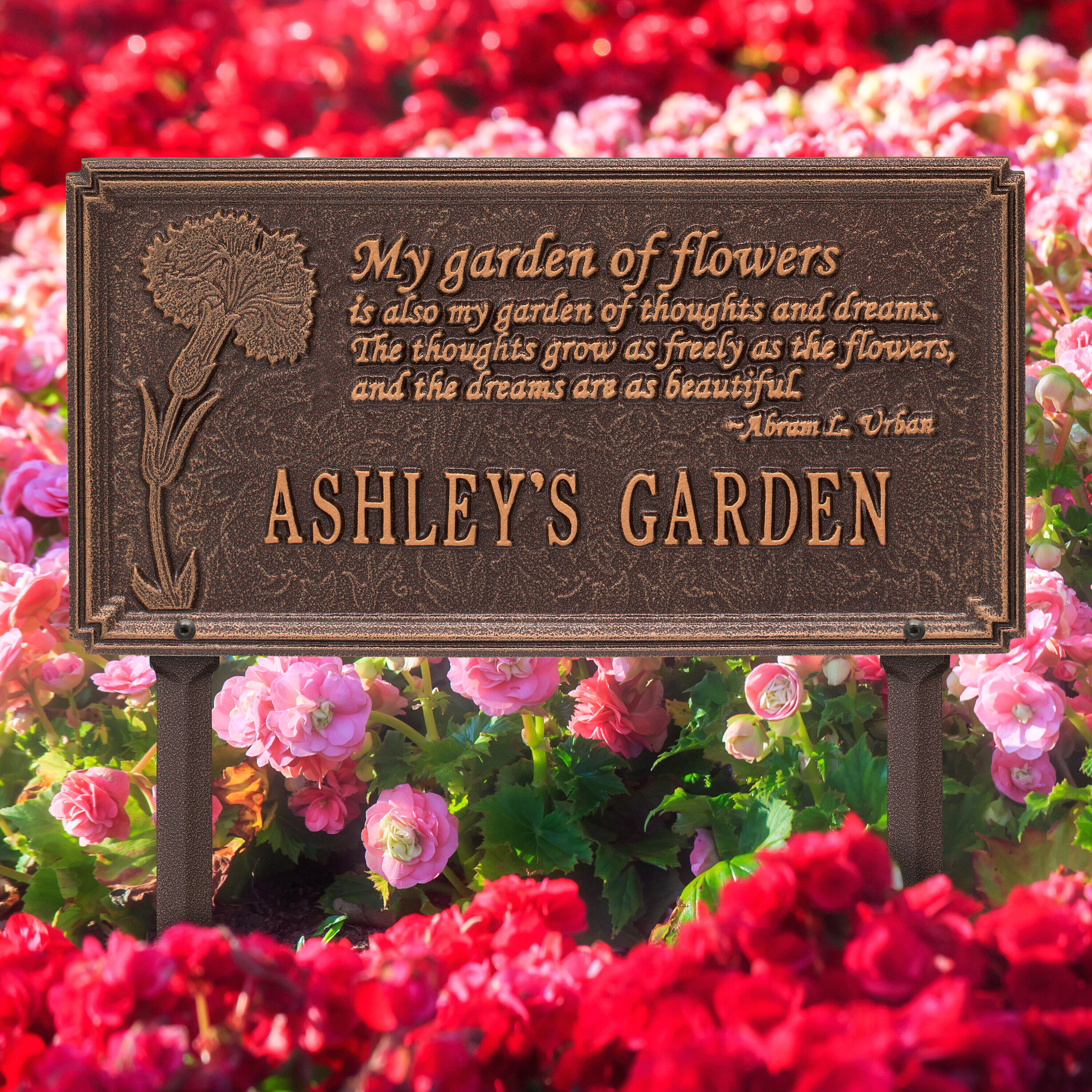 Whitehall Address Custom Plaque Dianthus Garden Quote