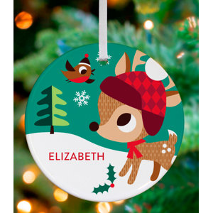 Deer and Bird Friend Personalized Ornament by Amy Blay