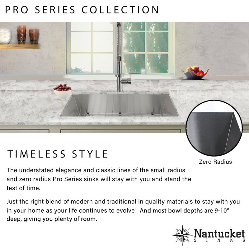 Nantucket Sinks Pro Series 30 L X 18 W Undermount Kitchen Sink With Drain Assembly And Cutting Board Reviews Wayfair
