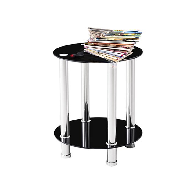 Latifah Glass Top End Table With Storage By Orren Ellis