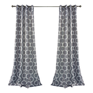 Serafino Geometric Semi-Sheer Thermal Grommet Curtain Panels (Set of 2)