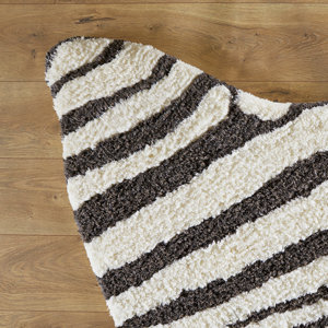 Zebra Stripe Hand-Tuftedu00a0Faux Cowhide Ivory/Charcoal Area Rug