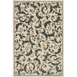 Robbins Hand Tufted Rectangle Contemporary Ivory/Black Area Rug